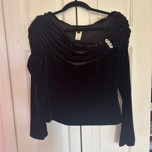 Vintage Black Velvet Women's Top